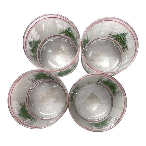 Vtg Waechtersbach Frosted Christmas Tree In Window Old Fashion Tumblers Set 4 - Picture 2 of 7